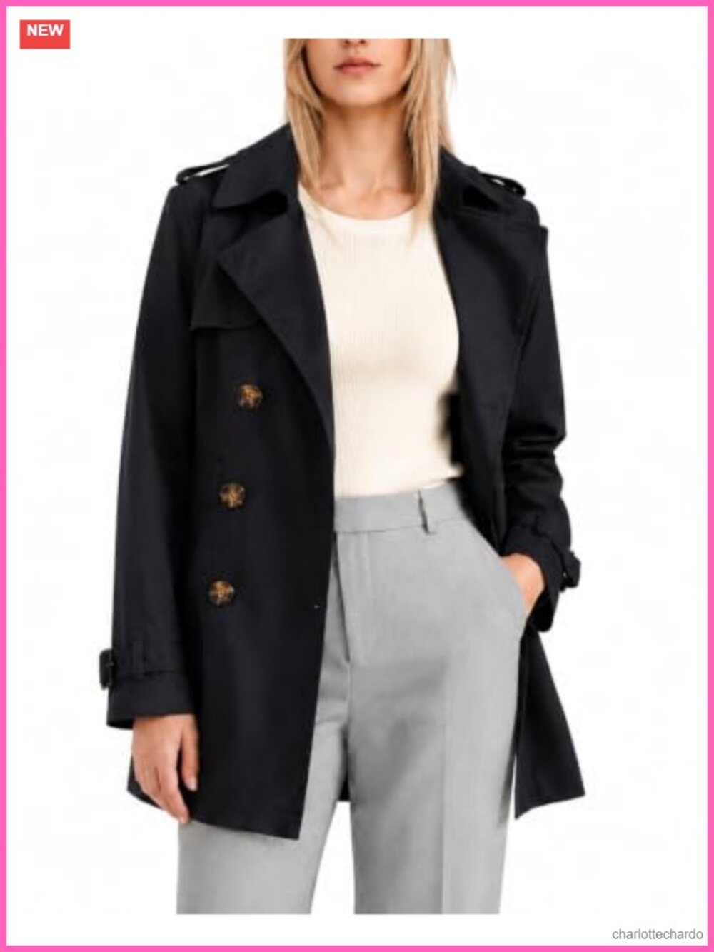 Double Breasted Trench Coat Windbreaker Jacket with Belt